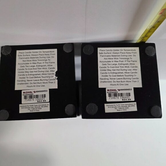 2 Black Candle Holders 10" tall and holds a 3" diameter candle. - Picture 4 of 5